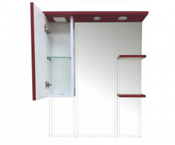Шкаф-зеркало 85 см, бордовая эмаль, левый, Misty Жасмин 85 L П-Жас02085--101СвЛ