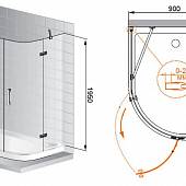 Душевой уголок 120х90 см, профиль хром, левый, Cezares MAGIC-RH-1-120/90-ROYAL PALACE-PP-Cr-L