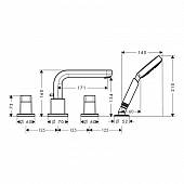 Смеситель на борт ванны, хром, Hansgrohe Metris S 31443000