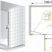 Душевая дверь в нишу 120 см, профиль хром, Cezares ELENA-B-12-120-C-Cr