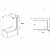 Шторка на ванну 80 см, стекло прозрачное, RGW Screens SC-52 03115208-11