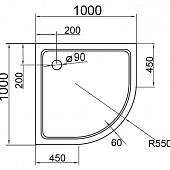 Душевой поддон 100х100 см Cezares TRAY-S-R-100-550-13-W