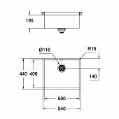 Мойка из нержавеющей стали, графит 86х50 см, Grohe K700 31574AL0