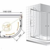 Душевой уголок 120х100 см, профиль хром, левый, Cezares ANIMA-RH-2-120/100-P-Cr-L