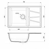 Мойка мраморная 780*500 мм GranFest Vertex GF-V-780L черный