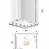 Душевой уголок 100х90 см, профиль хром, Cezares VERONA-AH-1-100/90-C-Cr