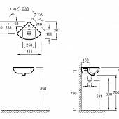 Раковина 34х34 см, угловая, Jacob Delafon Odeon Up E4733-00