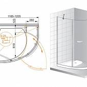 Душевой уголок 120х90 см, профиль хром, левый, Cezares TRIUMPH-RH-1-120/90-P-Cr-L