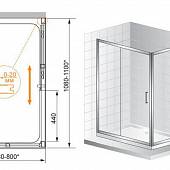 Душевой уголок 110х80 см, профиль хром, Cezares PORTA-AH-11-110/80-C-Cr