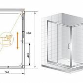 Душевой уголок 120х90 см, профиль хром, Cezares PORTA-AH-11-120/90-P-Cr