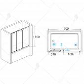 Шторка на ванну 170 см, стекло шиншилла, RGW Screens SC-41 04114117-51