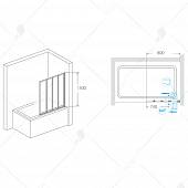 Шторка на ванну 80 см, стекло прозрачное, RGW Screens SC-23 03112308-11