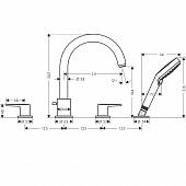 Смеситель на борт ванны с гарнитуром, черный матовый, Hansgrohe Vernis Blend 71456670