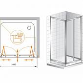 Душевой уголок 80х100 см, профиль хром, Cezares PORTA-AS-2-80/100-C-Cr