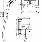 Смеситель на борт ванны с гарнитуром, черный матовый, Hansgrohe Vernis Shape 71462670