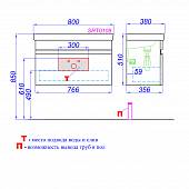 Тумба под раковину 80 см, бетон светлый, Aqwella Smart SRT0108BS