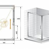 Душевой уголок 140х90 см, профиль хром, Cezares PORTA-AH-11-140/90-C-Cr