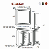 Зеркало 105 см, краколет черный патина, Misty Fresko 105 Л-Фре03105-0217