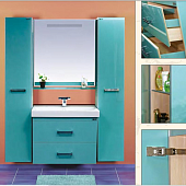 Комплект мебели подвесной 75 см, синяя, Misty Джулия Qvatro 75 Л-Джк01075-1110П2Я-K