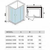 Душевой уголок 90х70 см, стекло прозрачное, WeltWasser WW200 200QS22-9070